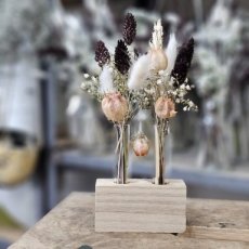 Kleine droogbloem creatie wit, bruin, beige