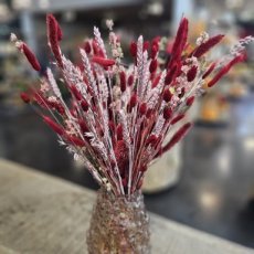 631 Roze en rood droogbloemen boeket