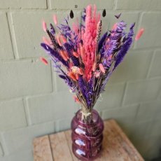 622 Droogbloem boeket paars roze