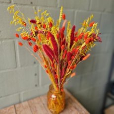624 droogbloemen boeket geel en oranje