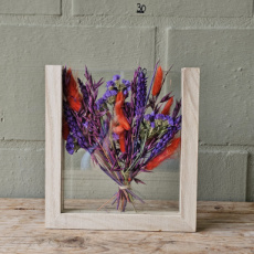 D22 Glazen Kader met Droogbloemen paars oranje
