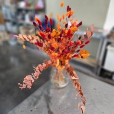DR01 Droogbloemenboeket oranje rood